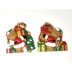 1993 Burwood Homco Home Interiors Christmas Toy Collage Wall Hanging Teddy Bear